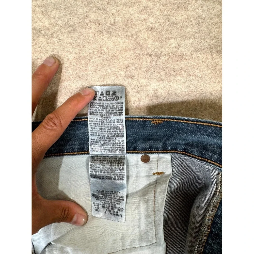 Levis 501 Original Jeans Men 42x30 Blue Whiskering Denim Button Fly Straight Leg